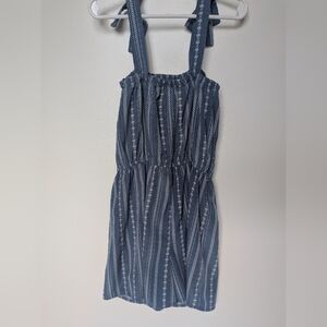 Girls Blue Floral/Stripe Romper
